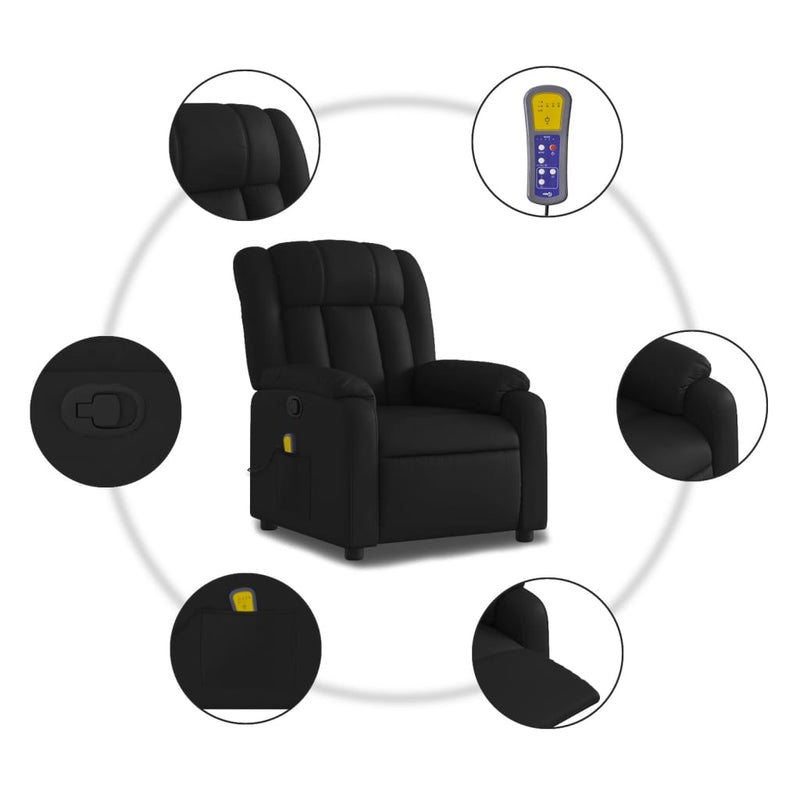 Massage Recliner Chair Black Faux Leather