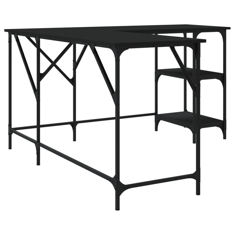 Desk Black 139x139x75 cm Engineered Wood