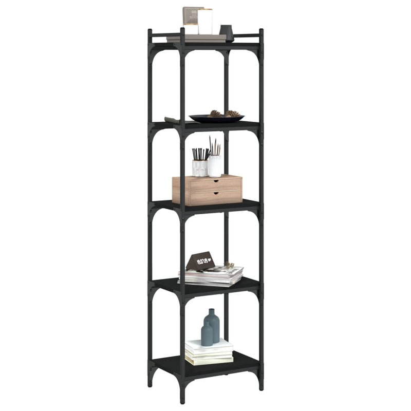 Bookcase 5-Tier Black 40x30x154 cm Engineered Wood
