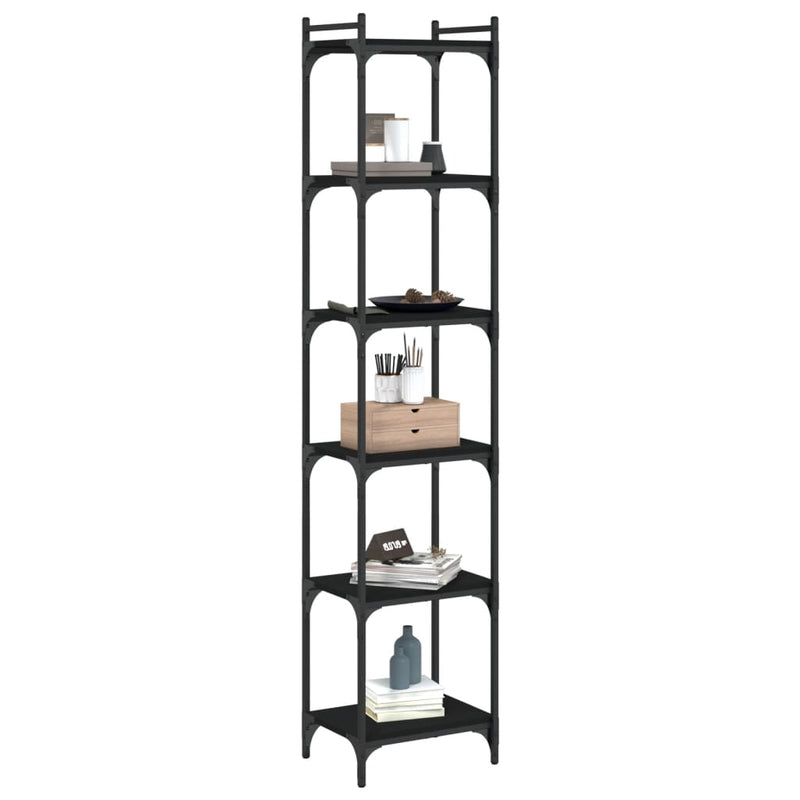 Bookcase 6-Tier Black 40x30x188 cm Engineered Wood