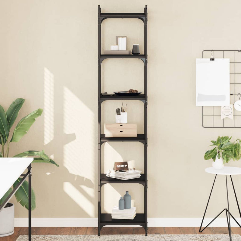 Bookcase 6-Tier Black 40x30x188 cm Engineered Wood