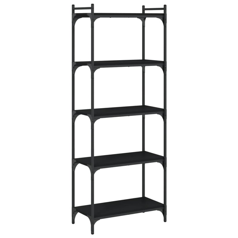 Bookcase 5-Tier Black 60x30x154 cm Engineered Wood