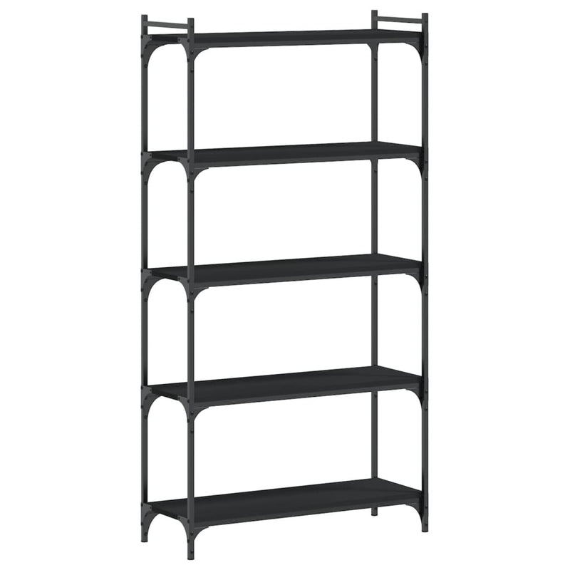 Bookcase 5-Tier Black 80x30x154 cm Engineered Wood