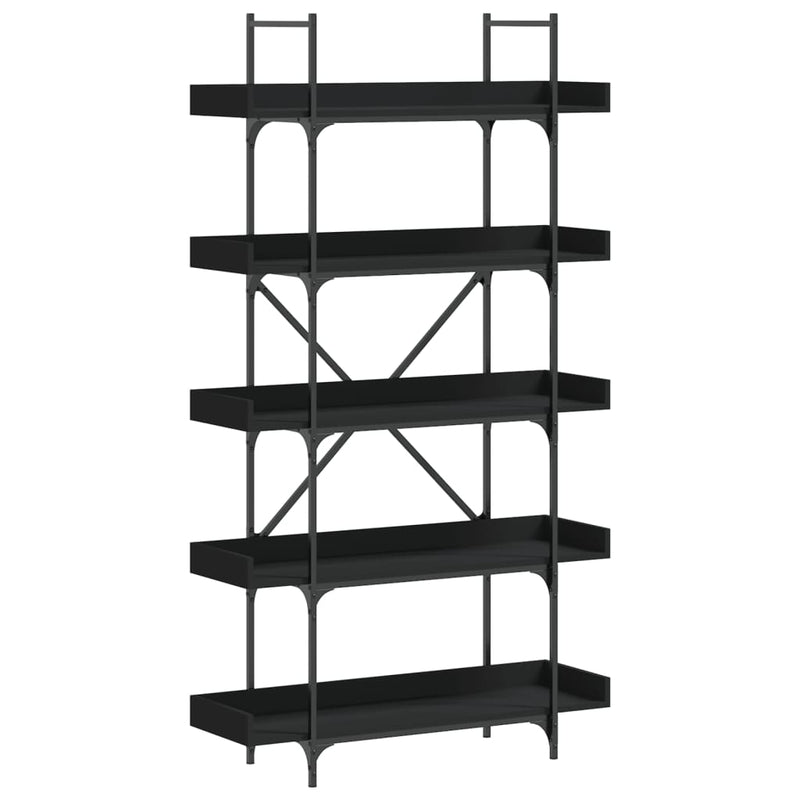 Bookcase 5-Tier Black 100x33x180.5 cm Engineered Wood