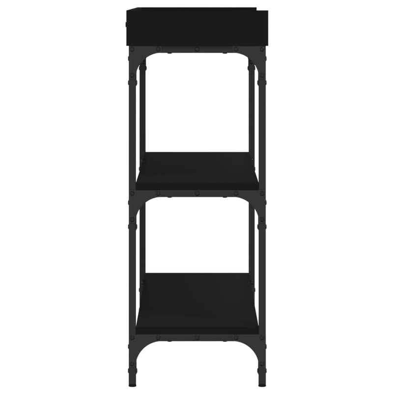 Console Table with Shelves Black 100x30x80 cm
