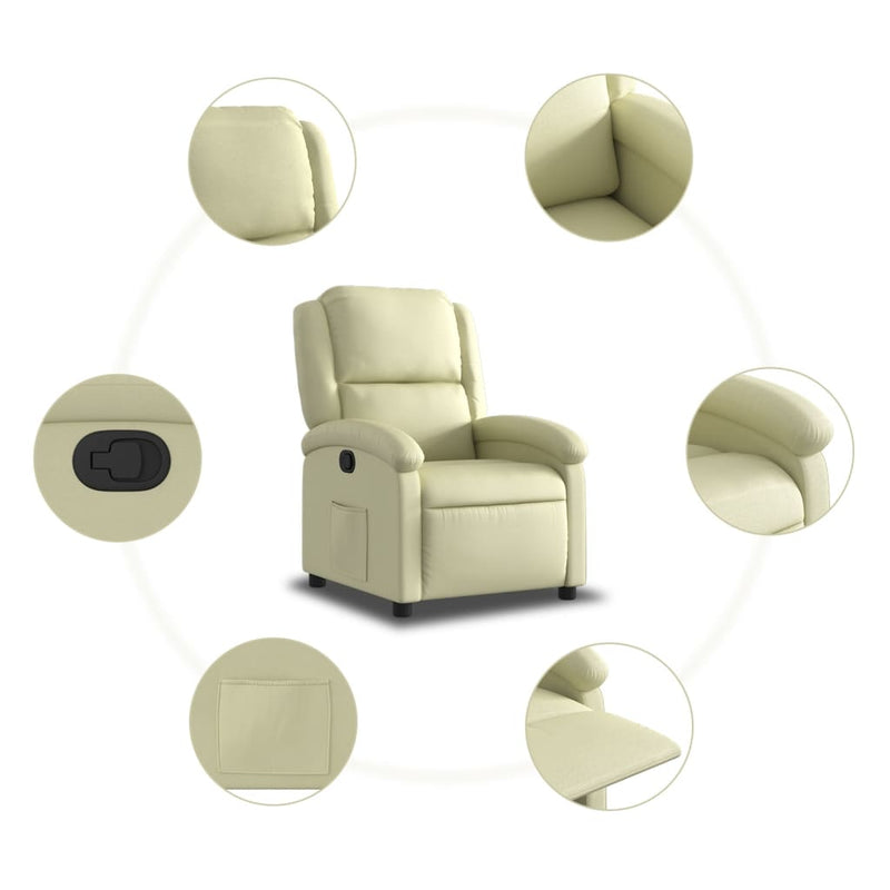 Recliner Chair Cream Real Leather