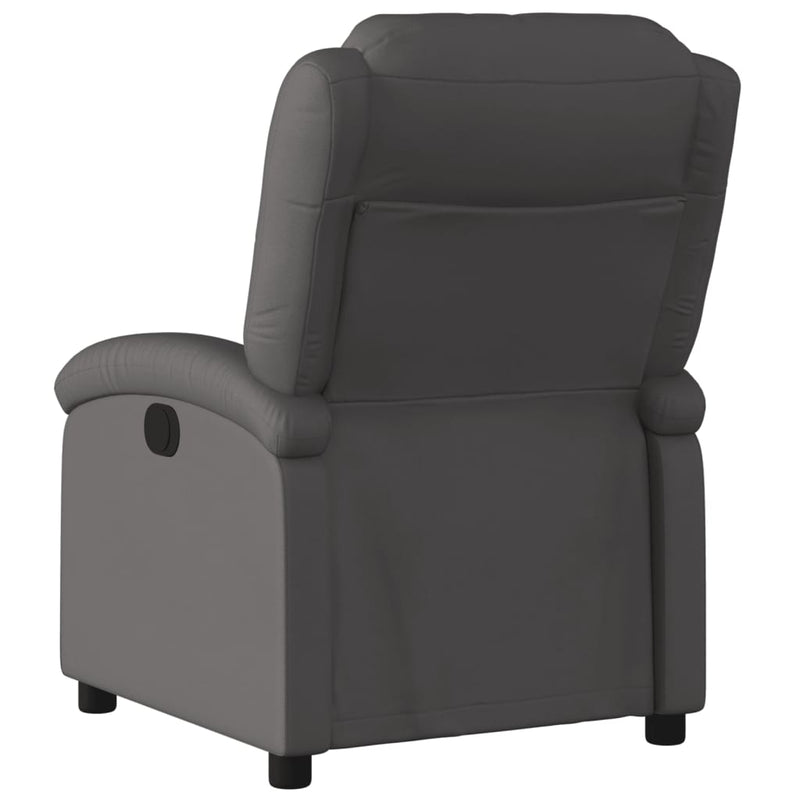 Recliner Chair Grey Real Leather