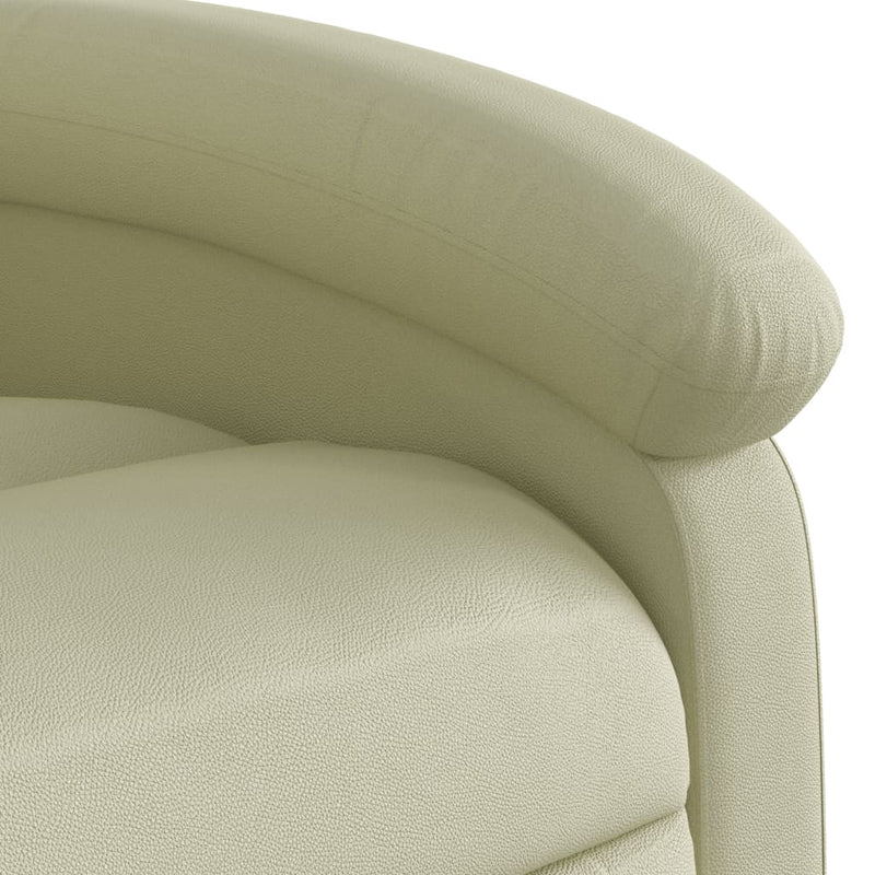 Massage Recliner Chair Cream Real Leather