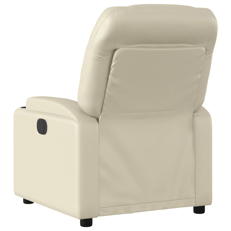 Massage Recliner Chair Cream Faux Leather