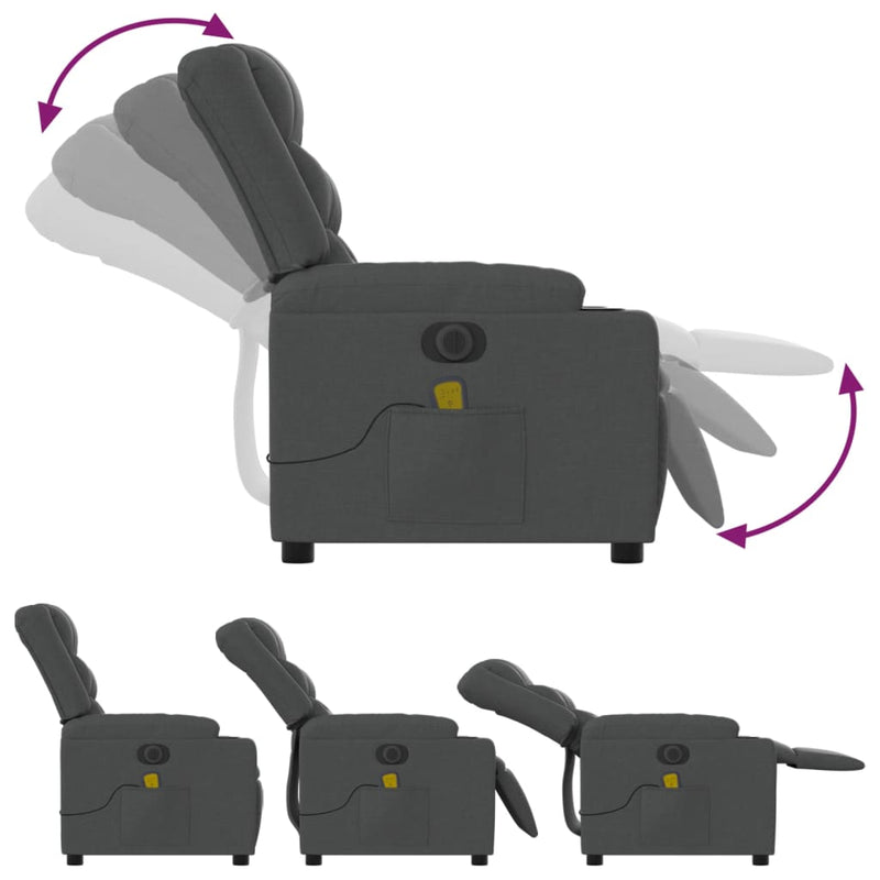 Electric Massage Recliner Chair Dark Grey Fabric
