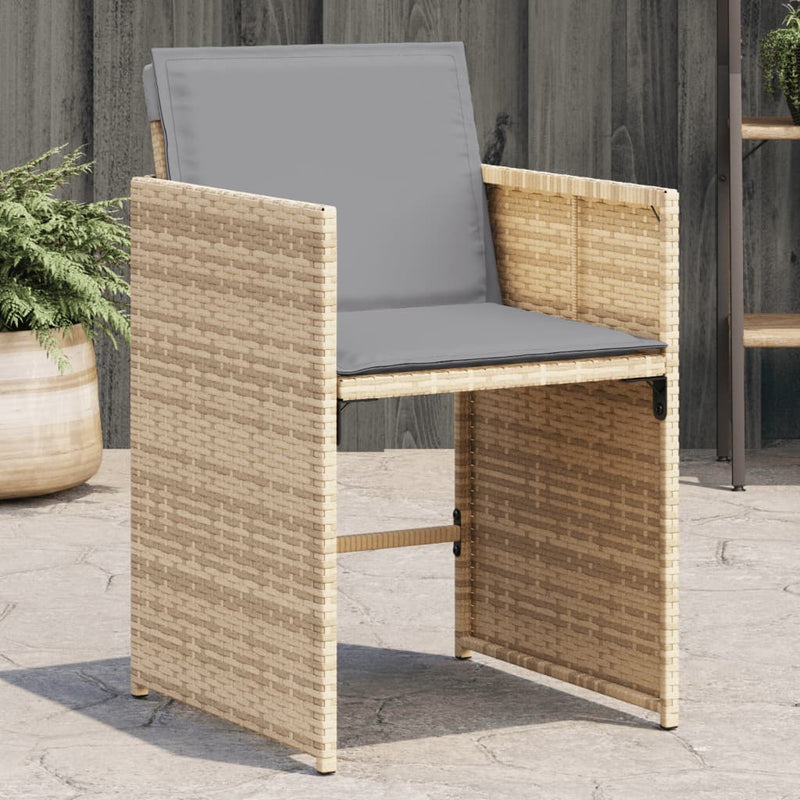 Garden Chairs with Cushions 4 pcs Mix Beige Poly Rattan