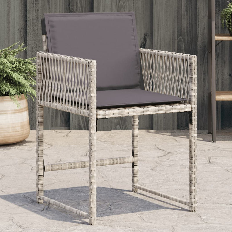 Garden Chairs with Cushions 4 pcs Light Grey Poly Rattan