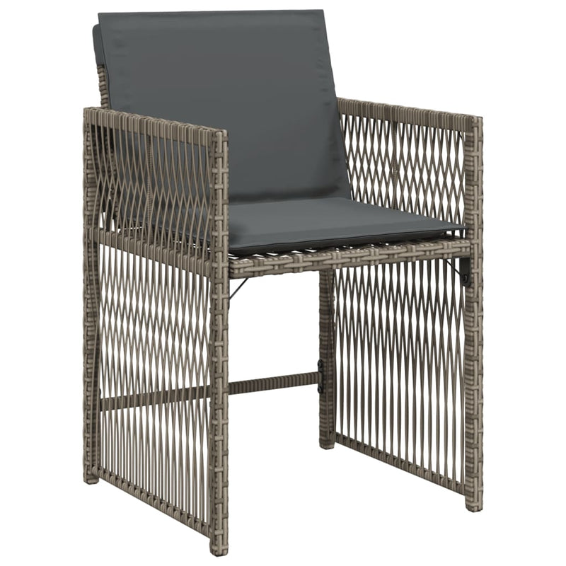Garden Chairs with Cushions 4 pcs Grey Poly Rattan
