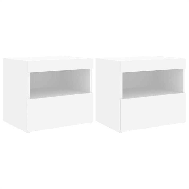 Bedside Cabinets with LED Lights 2 pcs White 50x40x45 cm
