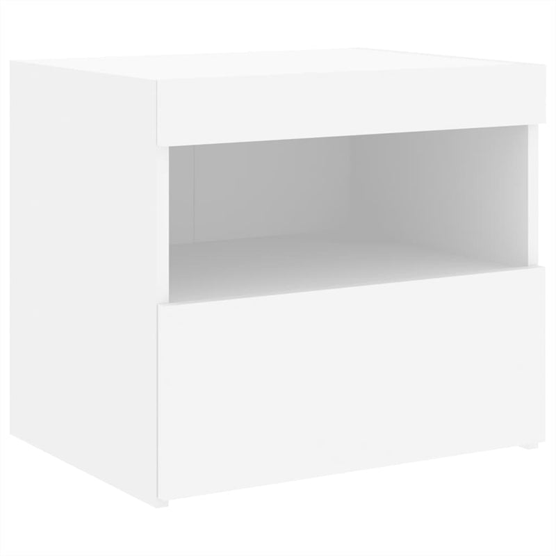 Bedside Cabinets with LED Lights 2 pcs White 50x40x45 cm