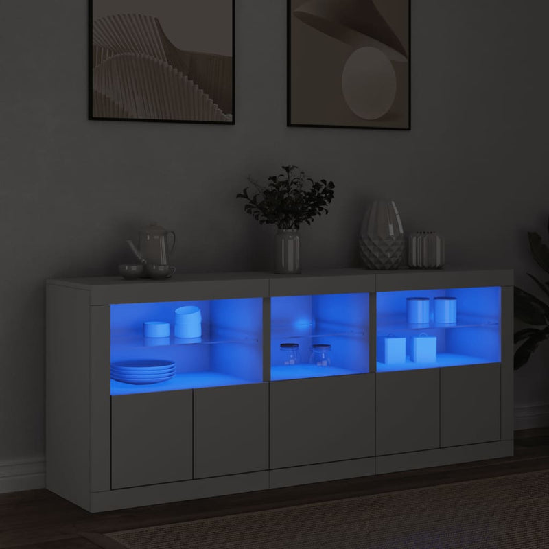 Sideboard with LED Lights White 162x37x67 cm