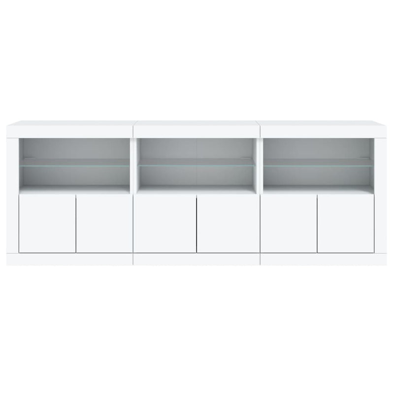 Sideboard with LED Lights White 181.5x37x67 cm