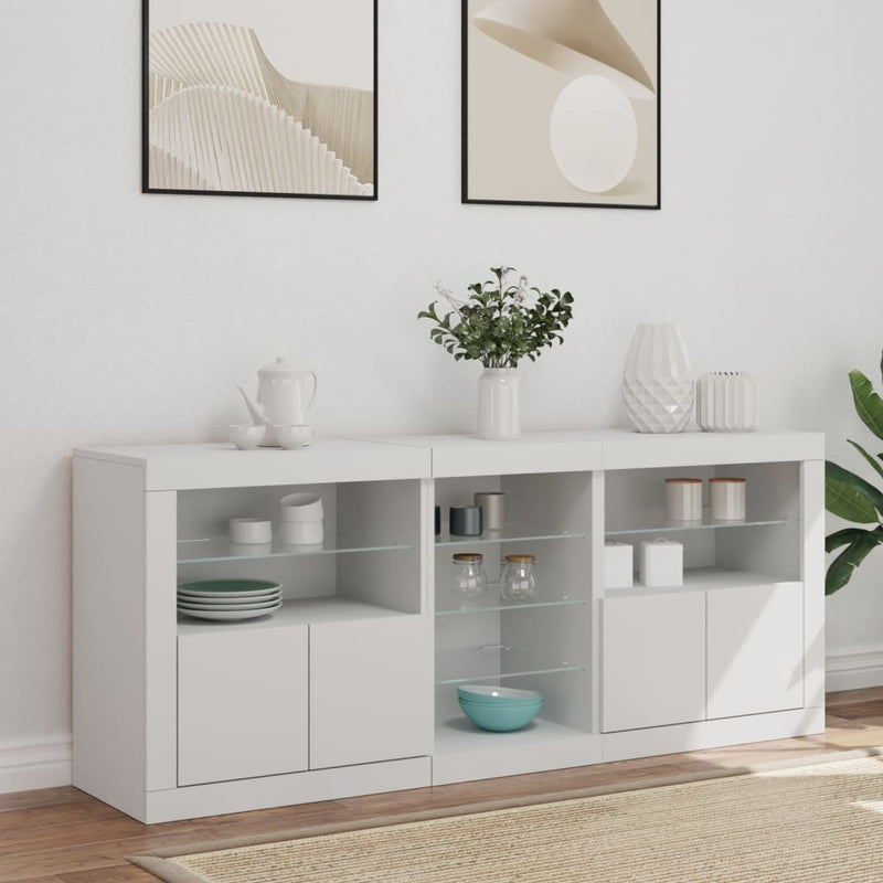 Sideboard with LED Lights White 162x37x67 cm