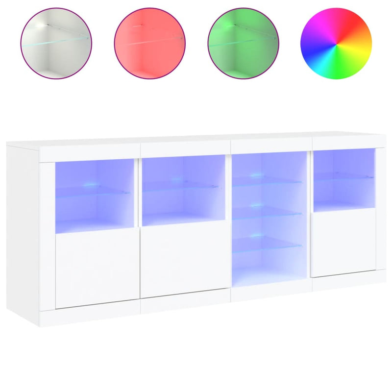 Sideboard with LED Lights White 164x37x67 cm