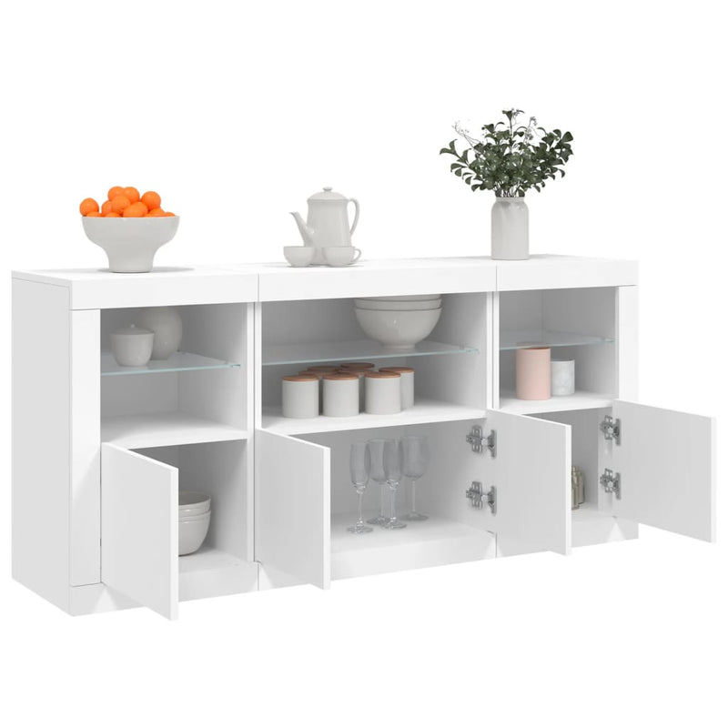 Sideboard with LED Lights White 142.5x37x67 cm