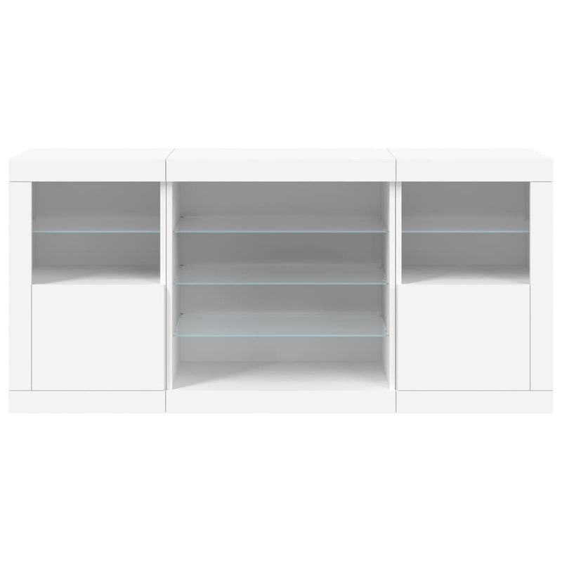 Sideboard with LED Lights White 142.5x37x67 cm