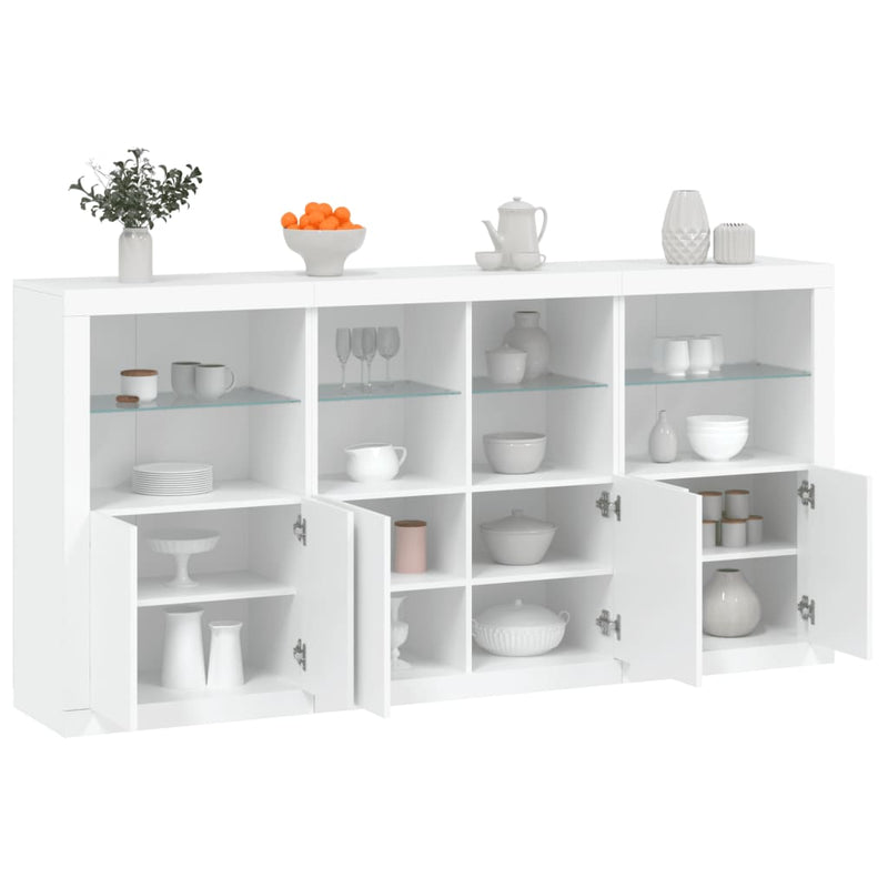 Sideboard with LED Lights White 202x37x100 cm