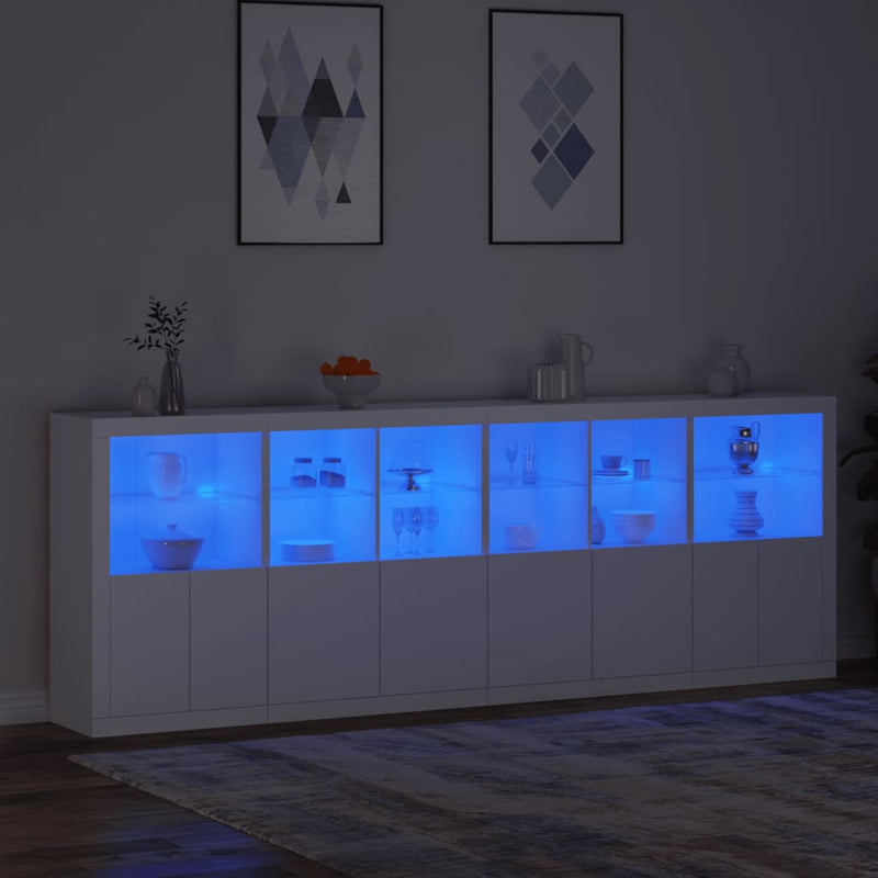 Sideboard with LED Lights White 283x37x100 cm