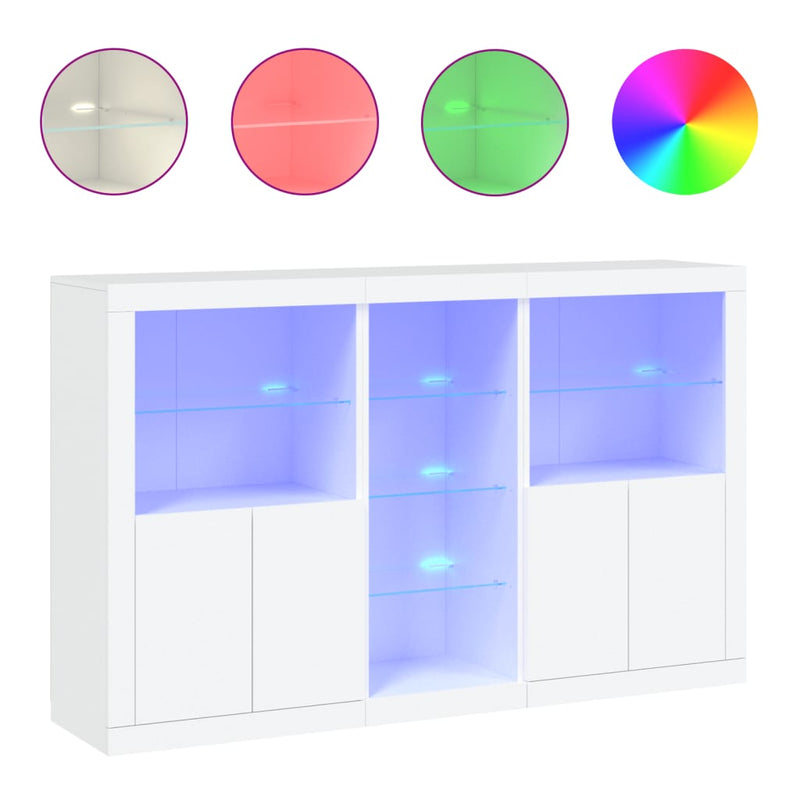 Sideboard with LED Lights White 162x37x100 cm