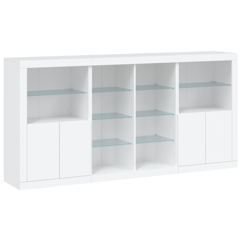 Sideboard with LED Lights White 202x37x100 cm