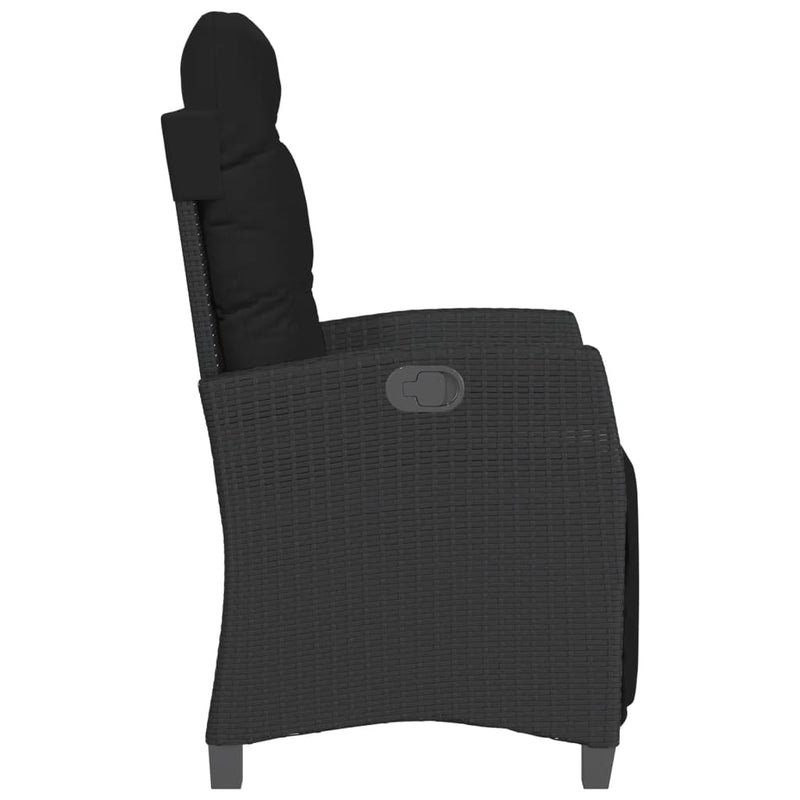 Reclining Garden Chair with Footrest Black Poly Rattan