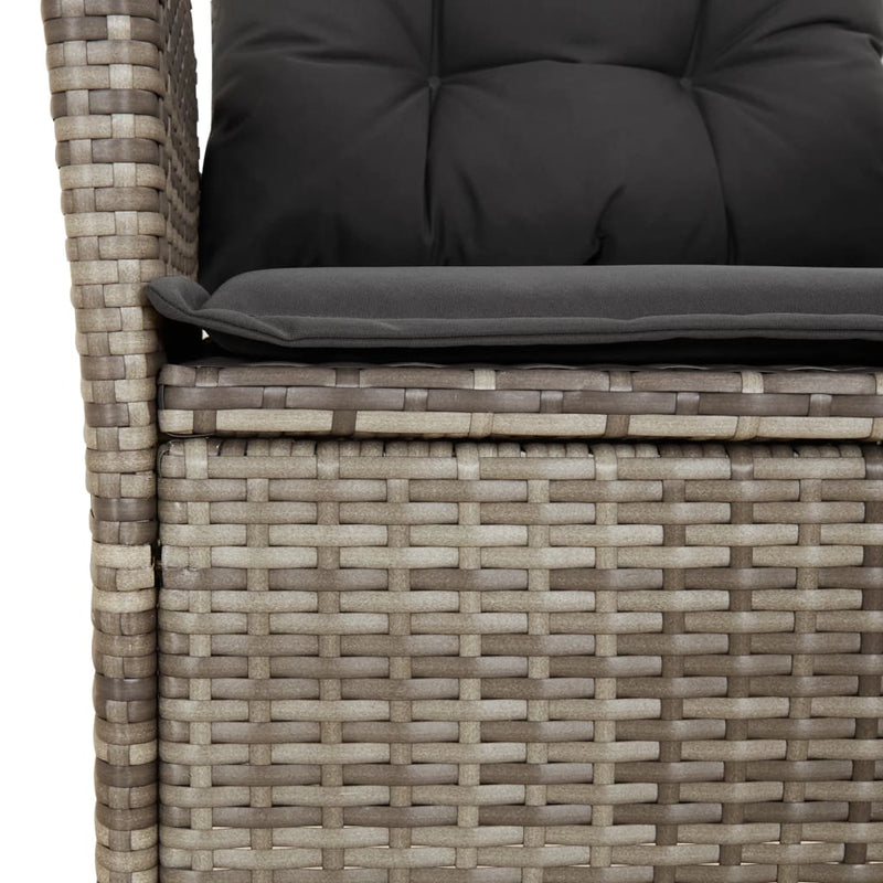 Reclining Garden Chair with Cushions Grey Poly Rattan