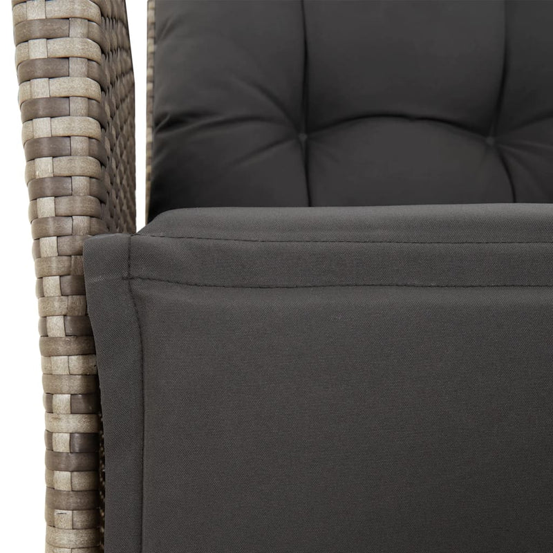 Reclining Garden Chair with Footrest Grey Poly Rattan