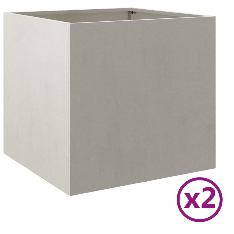 Planters 2 pcs Silver 49x47x46 cm Stainless Steel