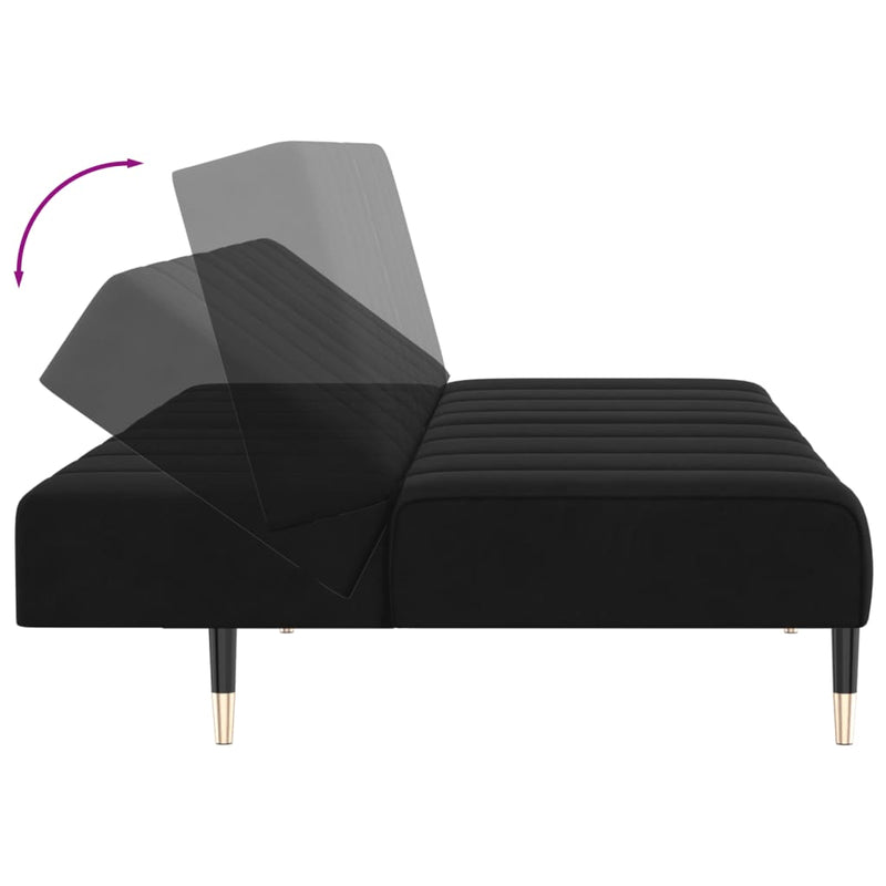 2-Seater Sofa Bed Black Velvet