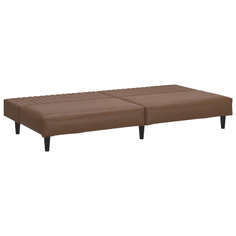 2-Seater Sofa Bed Brown Faux Leather