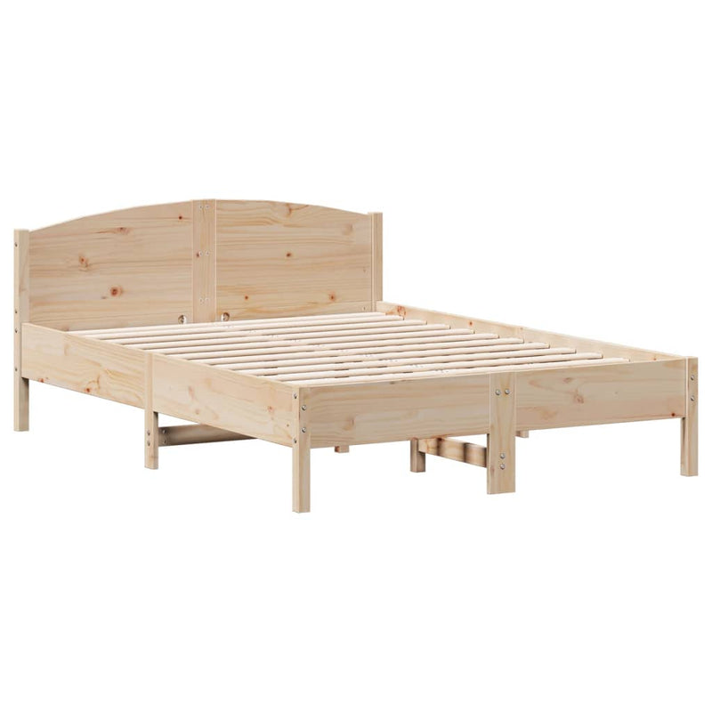 Bed Frame with Headboard 135x190 cm Solid Wood Pine