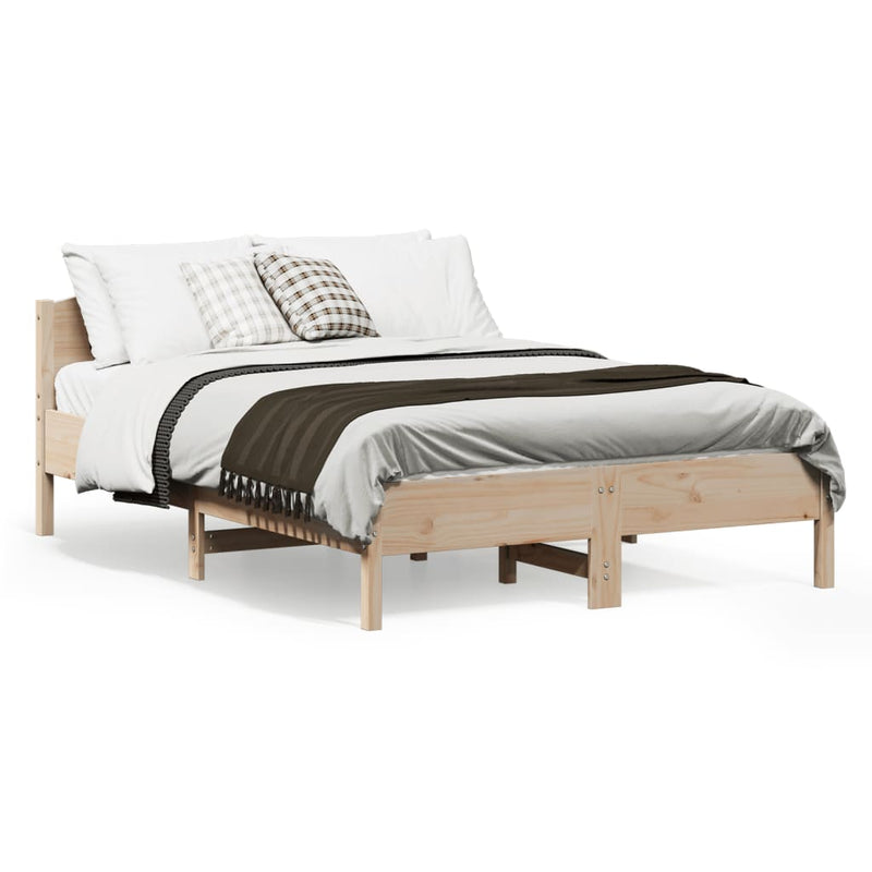 Bed Frame with Headboard 135x190 cm Solid Wood Pine
