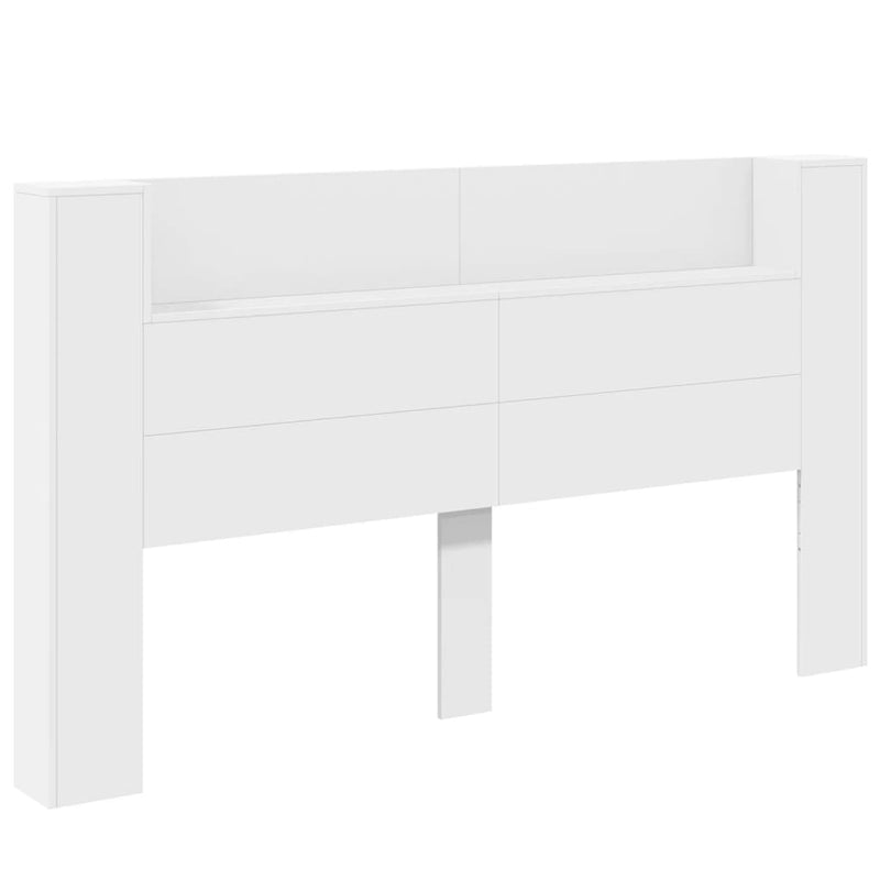 Headboard Cabinet with LED White 180x16.5x103.5 cm