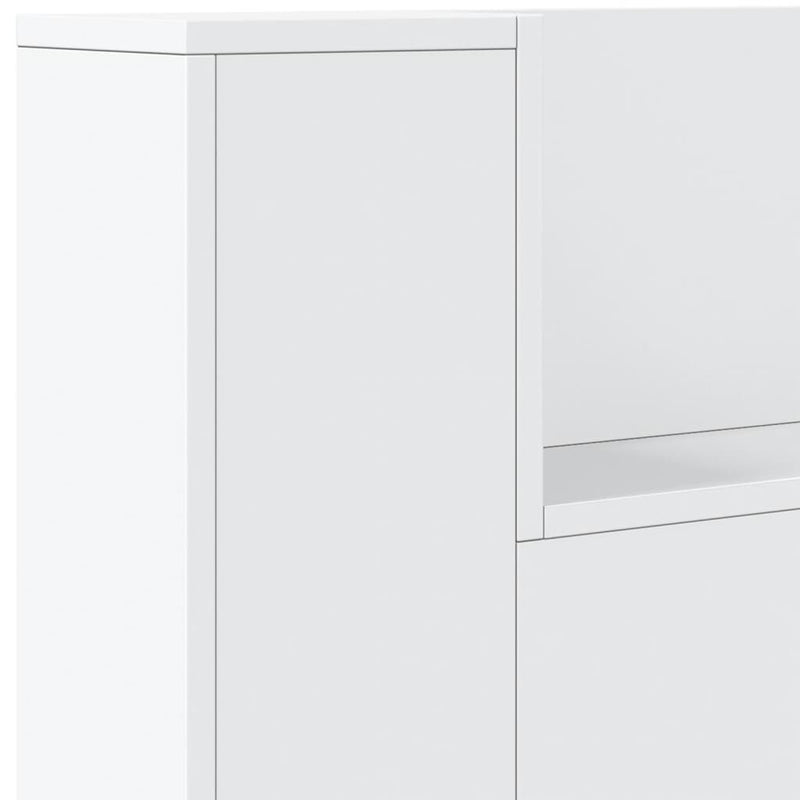 Headboard Cabinet with LED White 180x16.5x103.5 cm