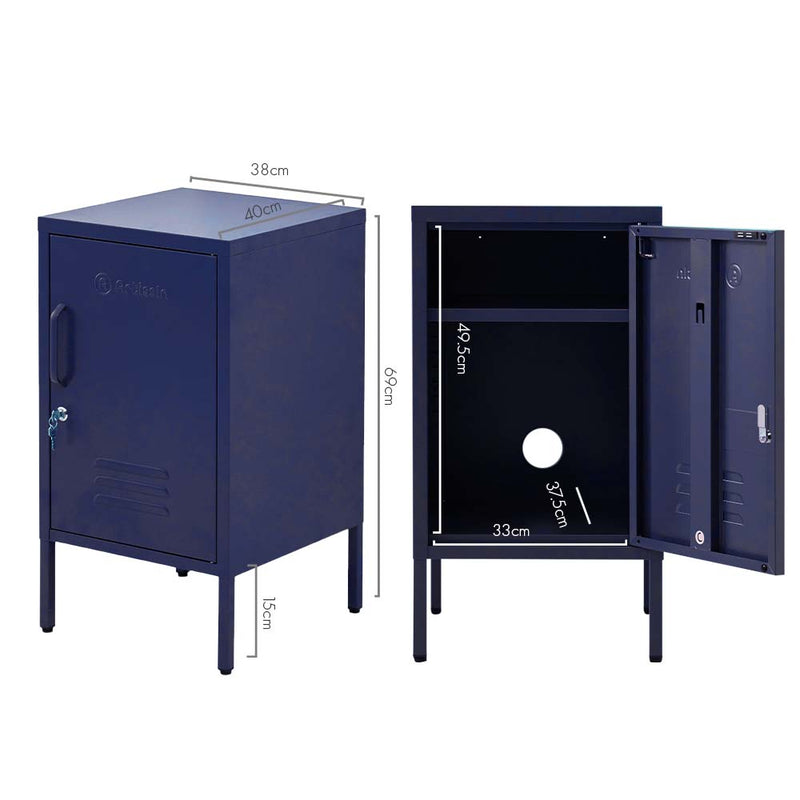 ArtissIn Metal Shorty Locker Storage Shelf Organizer Cabinet Bedroom Blue Image 2 - ai-locker-sh-bl