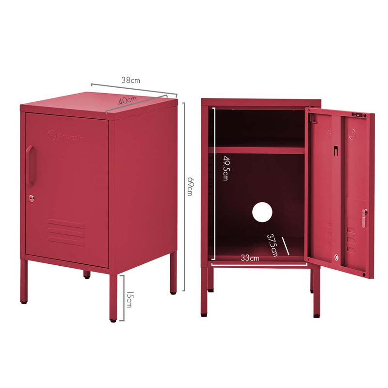 ArtissIn Metal Shorty Locker Storage Shelf Organizer Cabinet Bedroom Pink Image 2 - ai-locker-sh-pk