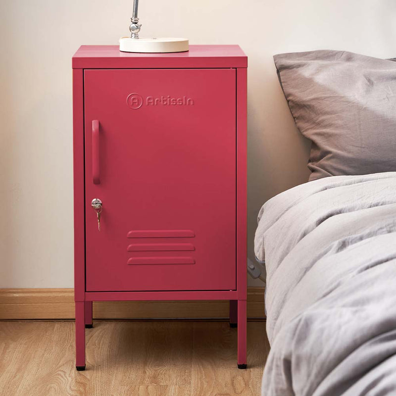 ArtissIn Metal Shorty Locker Storage Shelf Organizer Cabinet Bedroom Pink Image 8 - ai-locker-sh-pk