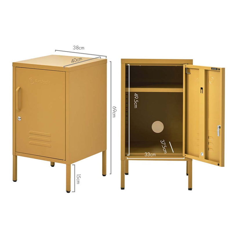 ArtissIn Metal Shorty Locker Storage Shelf Organizer Cabinet Bedroom Yellow Image 2 - ai-locker-sh-ye