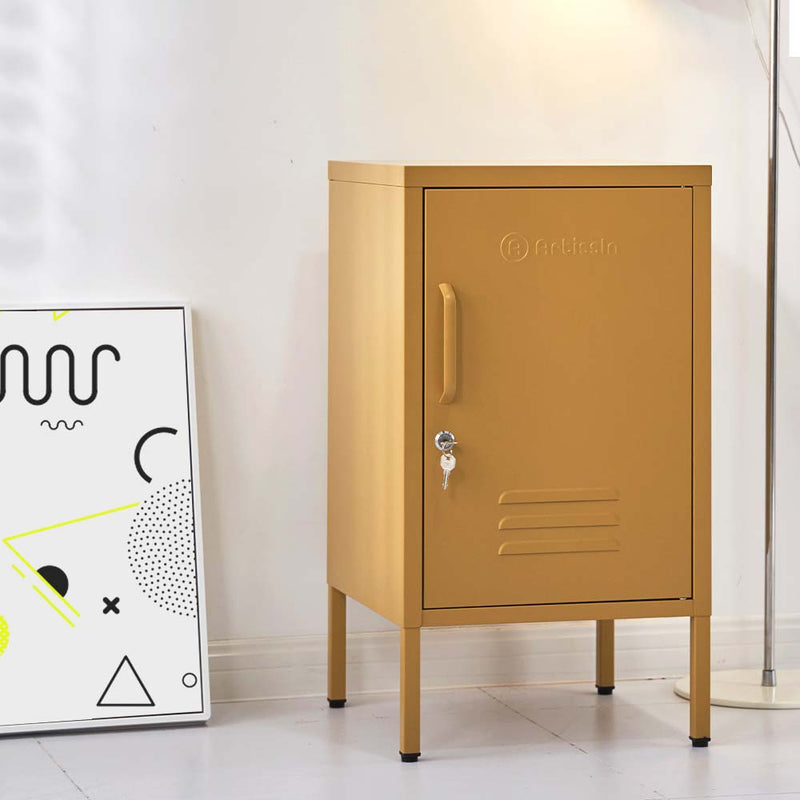 ArtissIn Metal Shorty Locker Storage Shelf Organizer Cabinet Bedroom Yellow Image 5 - ai-locker-sh-ye