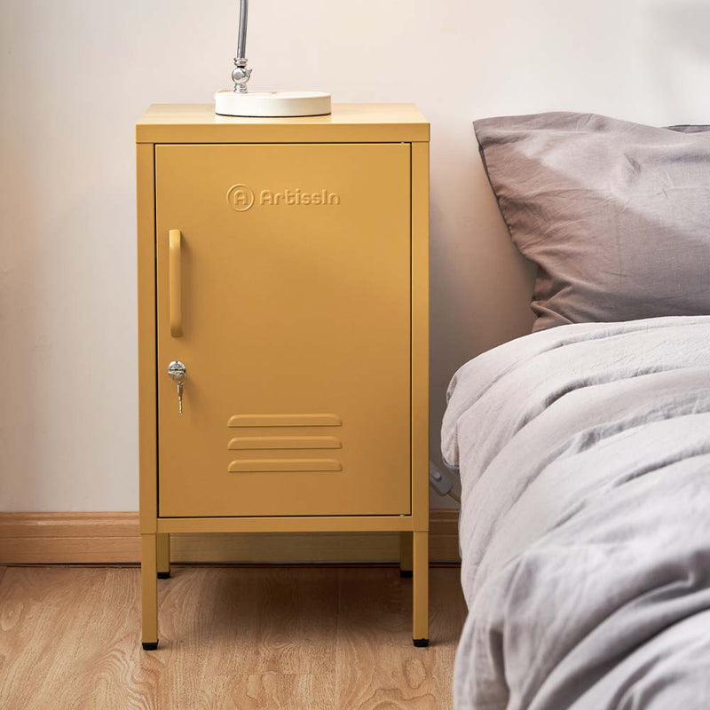 ArtissIn Metal Shorty Locker Storage Shelf Organizer Cabinet Bedroom Yellow Image 8 - ai-locker-sh-ye