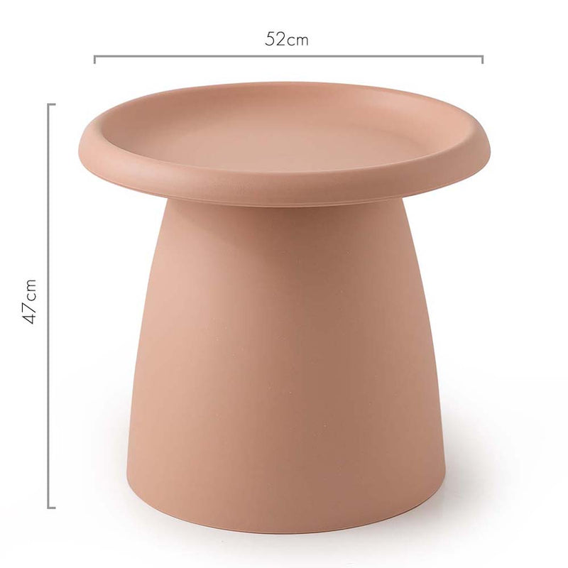 Scandi Coffee Table Mushroom Nordic Round Small Side Table 50CM Pink Image 2 - ai-pp-ct-s-pk
