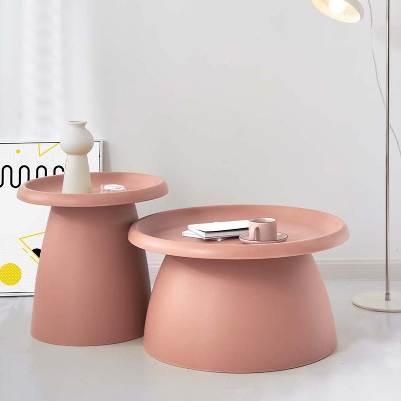 Scandi Coffee Table Mushroom Nordic Round Small Side Table 50CM Pink Image 8 - ai-pp-ct-s-pk