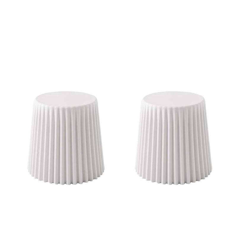 ArtissIn Set of 2 Cupcake Stool Plastic Stacking Stools Chair Outdoor Indoor White Image 1 - ai-pp-stool-c-wh
