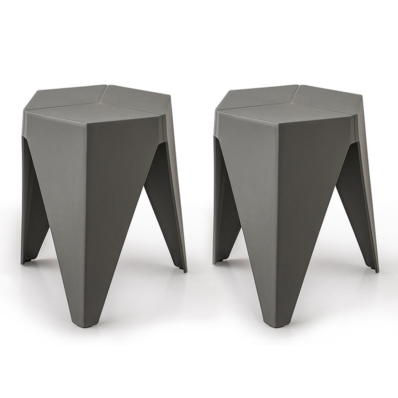 ArtissIn Set of 2 Puzzle Stool Plastic Stacking Stools Chair Outdoor Indoor Grey Image 1 - ai-pp-stool-t-gy