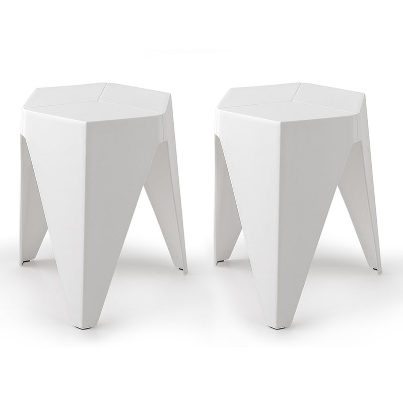 ArtissIn Set of 2 Puzzle Stool Plastic Stacking Stools Chair Outdoor Indoor White Image 1 - ai-pp-stool-t-wh